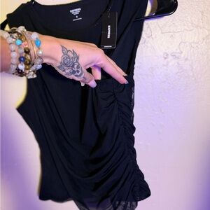 Express Elegant Black Ruched Tank Top Body Contour
